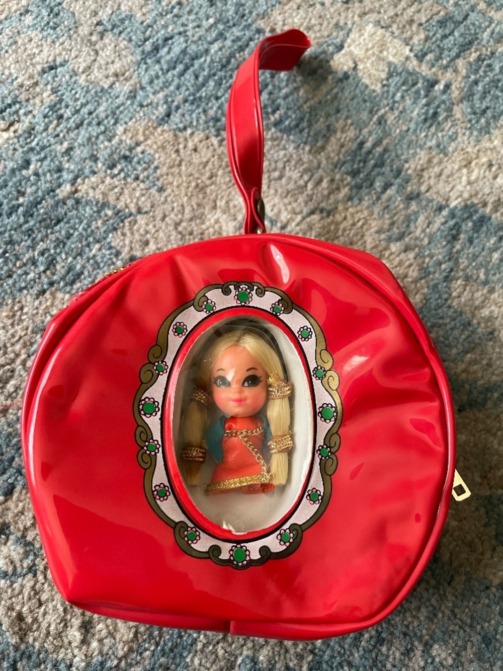 vintage Liddle Kiddle Clone Doll in purse. 1960s.